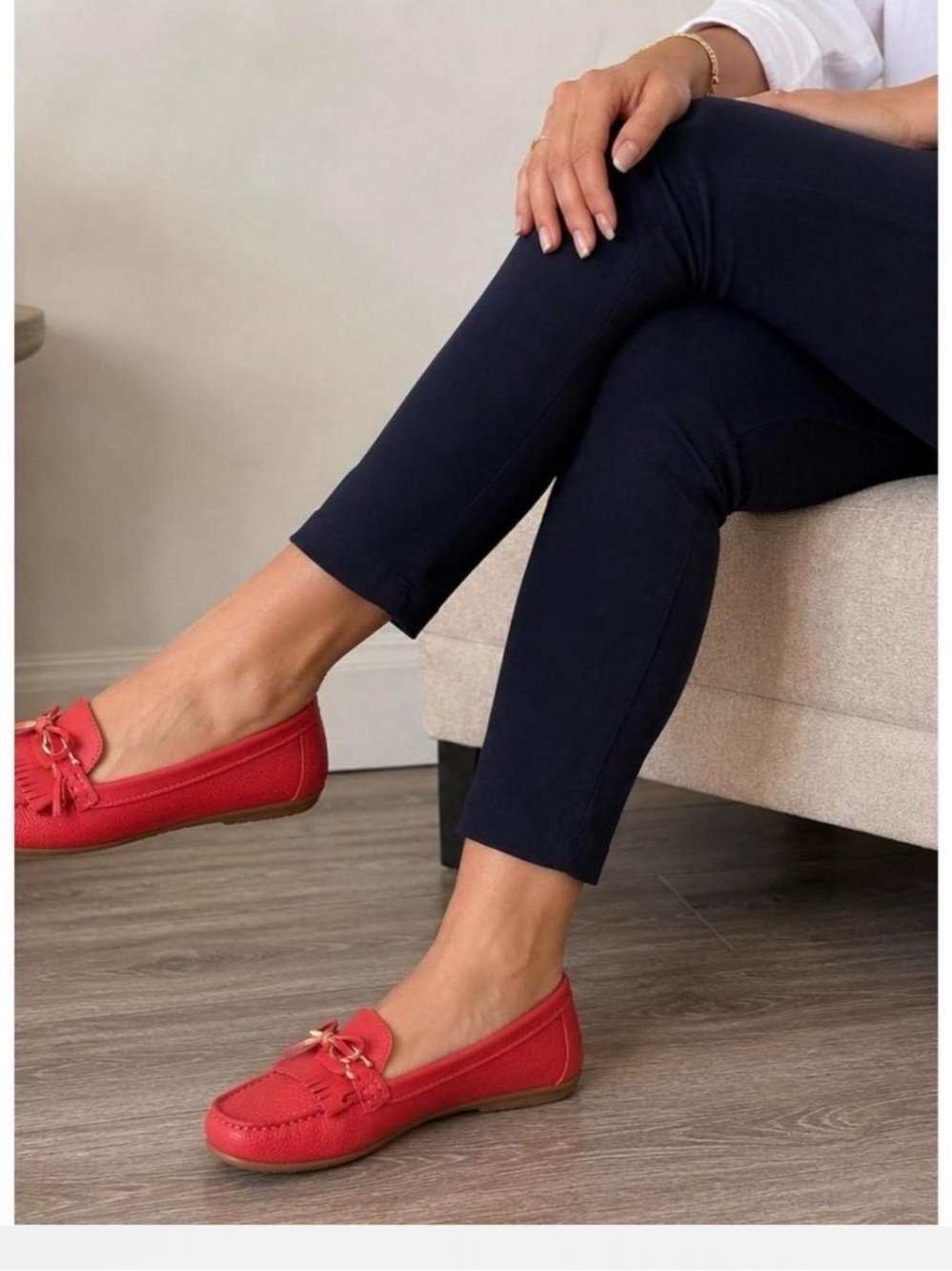 Talbots NWOT Red Leather EVERSON Tassel Loafers horsebit detail SZ 10 - Picture 6 of 7